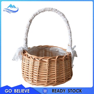 [Go believe] cesta de almacenamiento de ratán recién hecha a mano, boda, flores, niñas, regalos, cesta decorativa para macetas, macetas