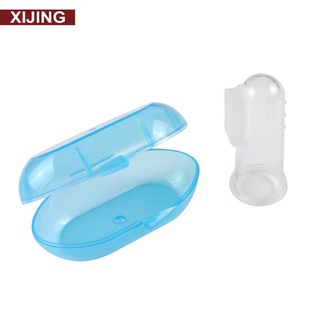 cepillo de dientes de silicona suave masajeador de goma y caja para bebé niños