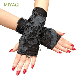 miyagi rock guantes sin dedos guantes cosplay agujero manopla punk guantes deporte hombres negro gótico unisex medio dedo roto hendidura/multicolor
