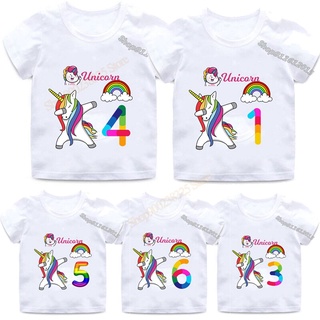 raindow magia unicornio 3d digital número camiseta niños verano impostor tee tops niños niñas anime camiseta niños camiseta ropa