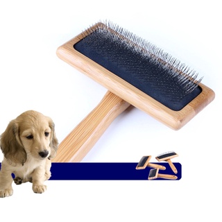 Gooditem cepillo de pelo de mango de madera para mascotas/perros/gatos/cepillo de pelo para aseo de piel/herramienta de peine (2)
