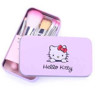 hello kitty - juego de 7 brochas de maquillaje con caja de metal (1)