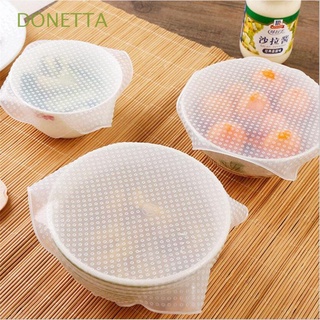 DONETTA 4Pcs/set Food Cover Reusable Food Storage Container Cover Bowl Cover Storage Bowl Cap Cookware Kitchen Supplies Silicone Stretch Lids Vacuum Wrap Seal Fresh Keeping Lids