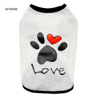 VO Summer Fashion Cute Heart Love Paw Pattern Breathable Dog Puppy Vest Pet Clothes