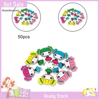 Hmdc 50 pzas De botones De madera con Forma De niña con Forma De 2 agujeros/bolsa De coser/decoraciones