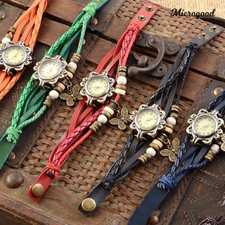 [MGD] reloj de pulsera Casual Vintage multicapa de mariposa de cuero sintético para mujer