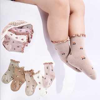 Calcetines de tobillo antideslizantes antideslizantes con Bordado florales de algodón para bebé y rodilla hasta la rodilla/calcetines de tobillo (6)