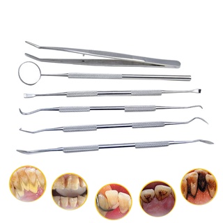 tmet 6 piezas kit de higiene dental de acero inoxidable raspador de dientes pinzas herramienta (4)