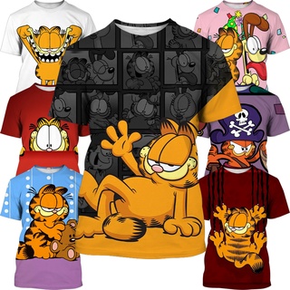 Nueva camiseta Casual americana de manga corta con estampado 3D Garfield para hombre