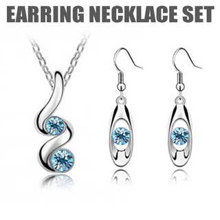[QALA] Set de joyas de cristal de occidente con colgante de diamante pendientes de aleación conjunto de collar