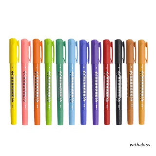 withakiss Pack of 12 Dual Tip Art Markers Set For Coloring Refillable Double Sided Artist Permanent Markers Pens for Children Kids