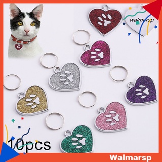 [wmp] 10pcs perro gato id etiqueta en forma de corazón garra collar colgante llavero bolsa decoración