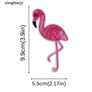 xjcl 10pcs flamingo parche bordado coser hierro en bolsa tela apliques diy craft fad