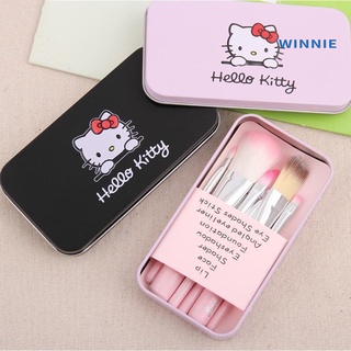 [winnie] juego de 7 brochas de maquillaje hello kitty para rubor polvo base labio sombra de ojos
