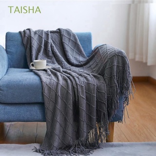 taisha acogedora manta caliente suministros para el hogar tirar con borlas chal 100% acryli ligero para sofá cama de punto textil hogar/multicolor