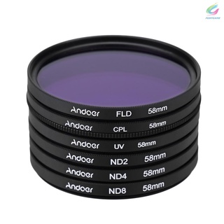 Juego de filtros de fotografía Andoer UV+CPL+FLD+ND(ND2 ND4 ND8) 58 mm UV+CPL+FLD+ND(ND2 ND4 ND8) juego de filtro de filtro de fotografía ultravioleta Circular polarizante fluorescente Neutral densidad para Pentax DSLRs (7)