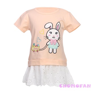 Niños De Dibujos Animados Conejo Impreso Manga Corta T-shirt Ropa De Verano-127435