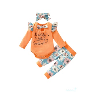 LL5-mameluco de manga larga de bebé + pantalones + diadema de arco, ropa de primavera con estampado de flores de papá (7)