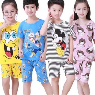 De dibujos animados de manga pijamas de los niños pijamas conjunto de manga corta pantalones cortos pijamas para niños y niñas