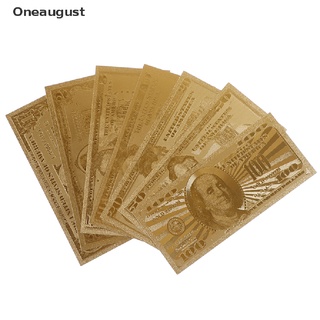 Oneaugust 7Pcs gold foil banknote USA 1 dollar bill currency paper money metal plated gift .