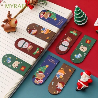MYRAES 2Pcs Christmas Magnet Bookmark Reader Snowman Reading Book Mark Page Label Students Santa Claus Stationery Gift School Supplies Reading Assistant