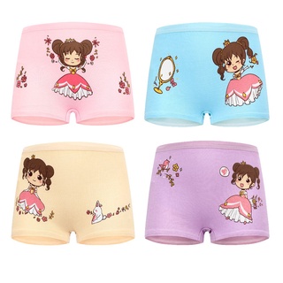 【VILISI】4 PCS/Set Girls Boxer Shorts High Quality Cotton Cartoon Shorts For Girls Pure Cotton Children's Underwear