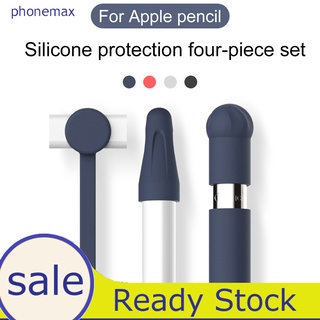 phonemax 4 unids/set cubierta resistente al desgaste a prueba de golpes silicona portátil estuche para apple pencil 1