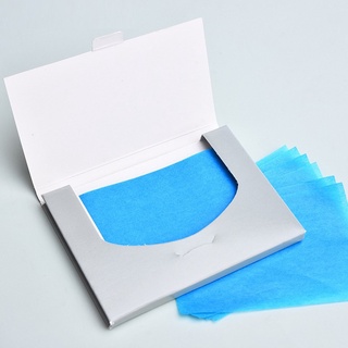 100 piezas de papel absorbente de aceite azul para Control de aceite, papel de maquillaje de tejido (3)