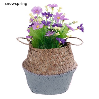 cesta de almacenamiento de resorte de nieve de ratán paja mimbre plegable maceta de pasto marino jardín maceta cl