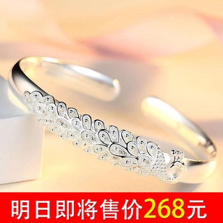 Con certificado / 999 pulsera de pavo real de plata esterlina anillo pulsera de plata esterlina joyería para mujer pulsera joyería para madre (1)