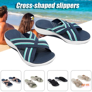 Stretch Cross Orthotic Slide Sandals High Arch Support Non Slip Shoes for Women Outdoor Indoor
