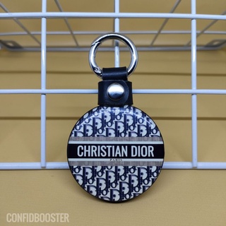 Llavero con logotipo de Christian Dior con cuero genuino