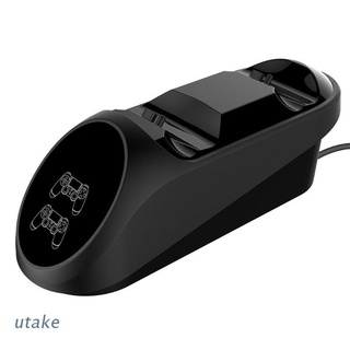 Utake Dual USB cargador de carga base estación soporte con luz LED para PS4/PS4 Slim/PS4 Pro controlador mango accesorios Kit