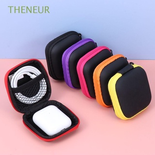 theneur multifunción accesorios de auriculares de bolsillo organizador caja de auriculares portátil auriculares caja de cable en forma cuadrada bolsa de almacenamiento multicolor (1)