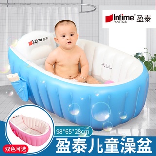 ya hecho recién nacido bebé spa bañera de baño niños niños inflable portátil plegable piscina plegable antideslizante sauna bañera tab mandi en casa interior al aire libre (98 cm x 28 cm x 65 cm)