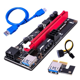 （3cstore1） PCI-E Riser Card PCI Express 1X to 16X Extender Adapter 4Pin 6Pin Power