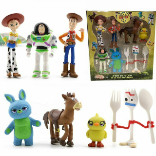 7 En 1 Toy Story Juguetes De Película Figuras Woody Buzz Jessie Bo Peep Forky Cake Topper Set De Regalo