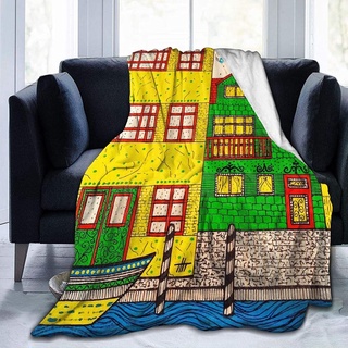 KXT Colorful City Building Painting Flannel Fleece Blanket,Soft Warm Fleece Throw Blanket Premium Durable Sofa Blanket Comfortable Lightweight Plush Throw Blanket for Office Home Bed 60"x50"