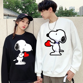 Snoopy pareja de dibujos animados de las mujeres sudadera jersey otoño invierno sudaderas con capucha de manga larga Casual 4285