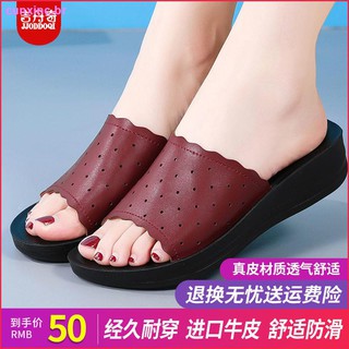 Sandalias de las mujeres nuevo estilo 2021 moda plana plataforma plataforma zapatos casual cómodo suela suave real cuero sa