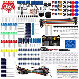 ezonefl diy electronics kit básico 830 resistencias a la tabla de pan componente zumbador para r3