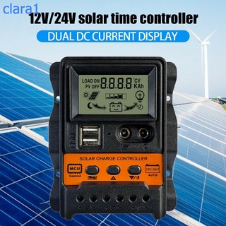 [24 horas de entrega] 10a 20a 30a 12v 24v auto controlador de carga solar pwm controlador pantalla lcd dual usb 5v salida panel solar cargador regulador clara