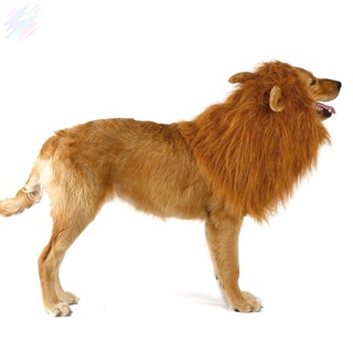peluca de melena de león con orejas para perro grande, ropa de halloween, disfraz de mascota (3)