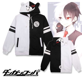 anime danganronpa monokuma cosplay disfraz sudadera con capucha negro blanco oso Chamarra