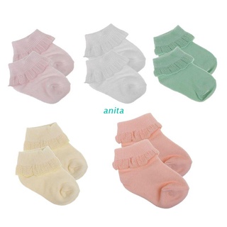 ANT 5 Pairs/lot Cute Baby Girl Cotton Ruffle Socks Newborn Breathable Princess Lace Short Sock Lot for Baby Girls Clothing Accessory
