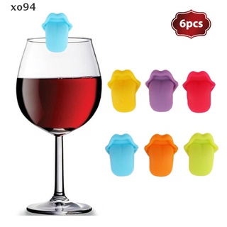 xo94 6pcs forma de lengua copa de vino de silicona etiqueta reconocedor marcador taza marca signo.