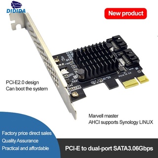 didida PCIE to SATA 3 Expansion Card Add On Card Controller Dual SATA Port PCI Express Adapter Card Windows10/8/7/XP/2003/2008/Linux didida