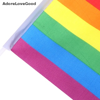 [ALG] 5 X Bandera De Mano Arco Iris Ondeando Gay Orgullo Lésbico Paz LGBT Banner Festival (2)