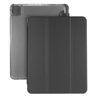 Funda Protectora Para Tablet Con Ranura Para Lápices , Diseño Automático , Compatible Con iPad Pro 2020/2021 , Color Negro (Grano Elástico)