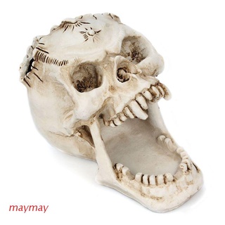 MAYMA Skull Head Ornament Skeleton Pen Holder Desktop Pencil Organizer Makeup Brush Tools Storage